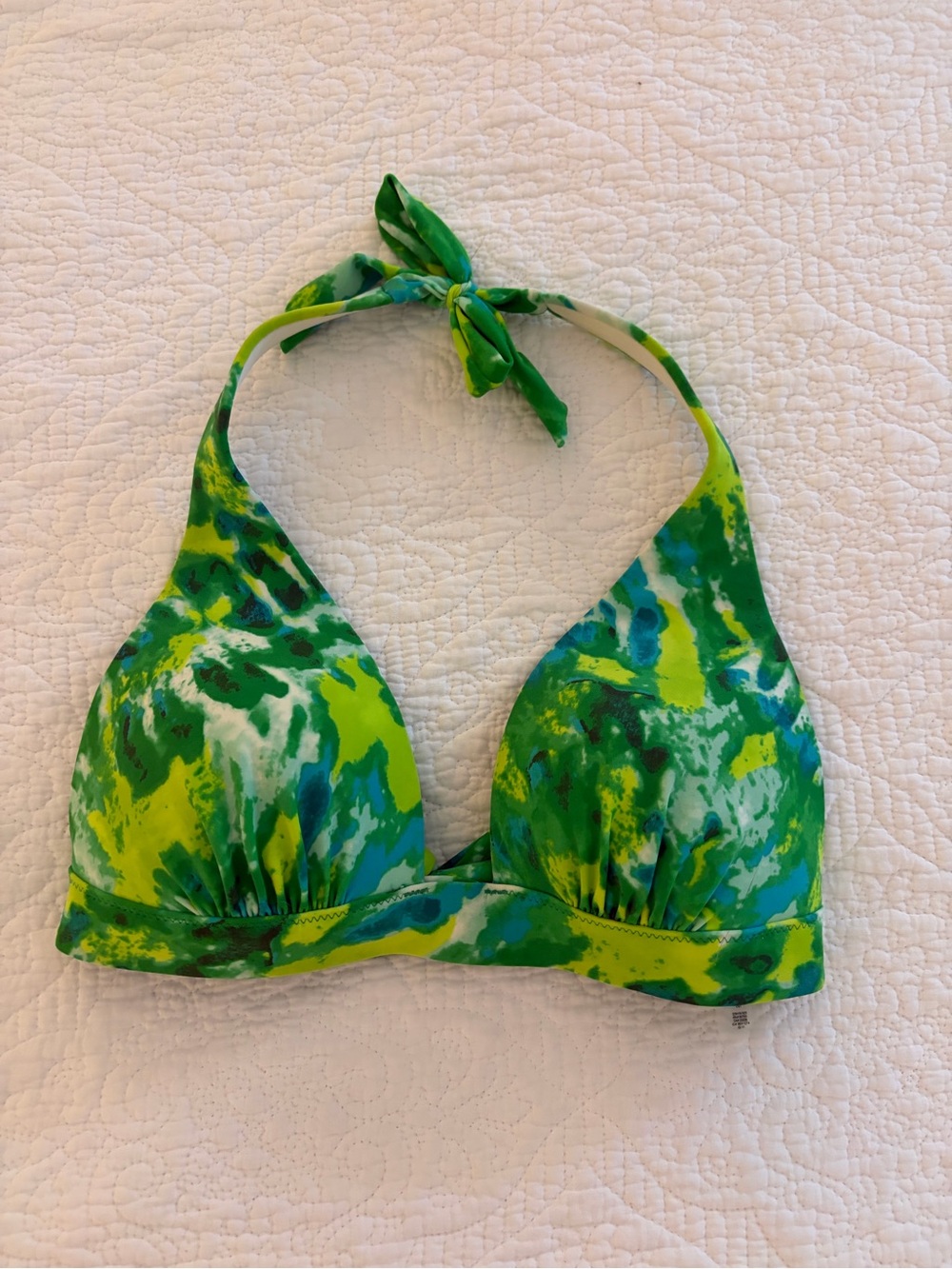 Victoria's Secret Neon Green & Teal Tie-Dye Halter Top